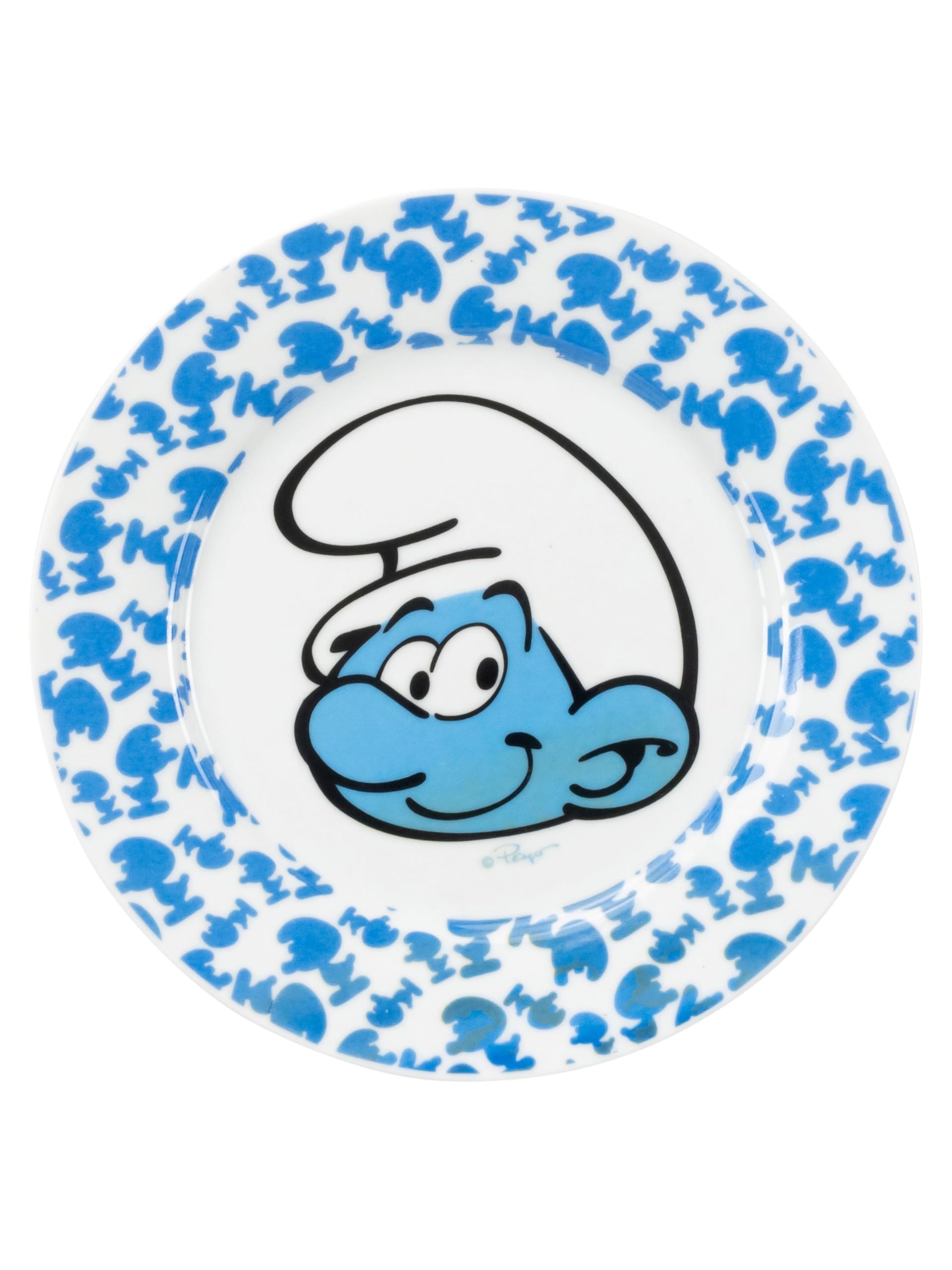 Set da colazione dei Puffi per bambini - Set di stoviglie 3 pezzi in porcellana con piatto, ciotola e tazza blu
