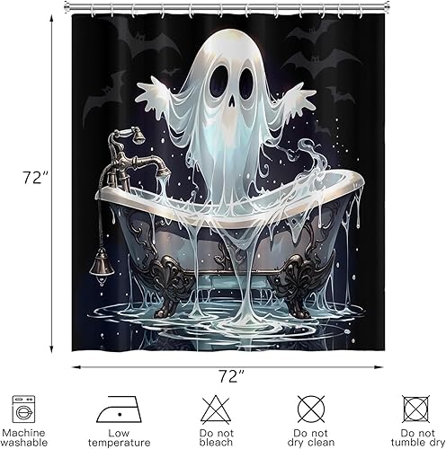 Miniatura 4 de Cortina de ducha de Halloween, espeluznante fantasma gótico de terror que toma una bañera, cortina de baño, divertida cortina de tela impermeable