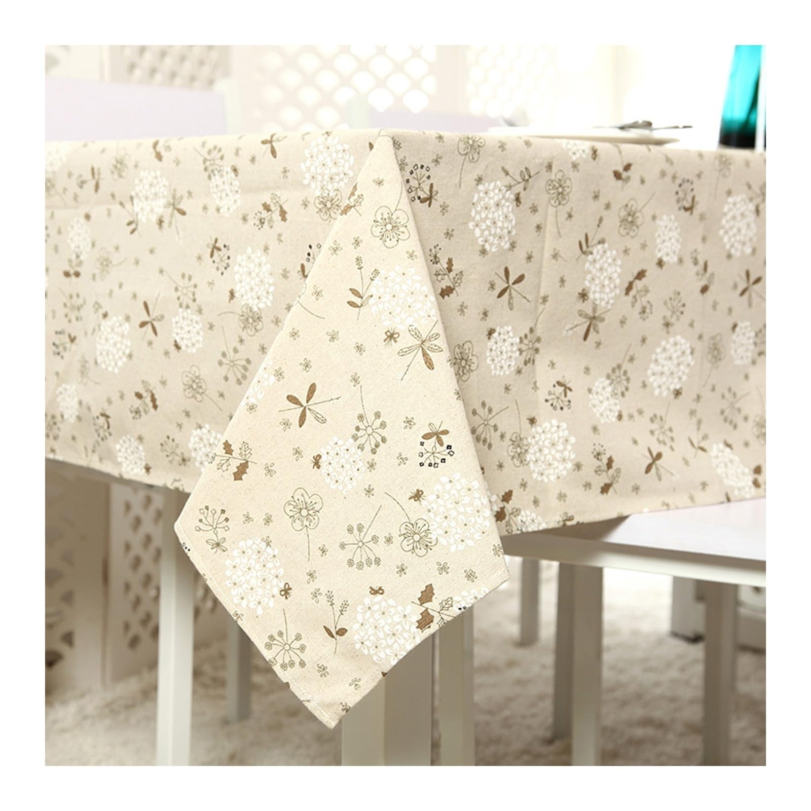 Nappe KnSam 140x200 motif pissenlit blanc insufflez de la poésie chez vous
