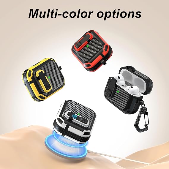 RFUNGUANGO AirPods Pro 2nd Generation Case with Cleaning Kit, Military Grade Drop Protection with Locking, Premium Material, Heavy Duty Protection, White