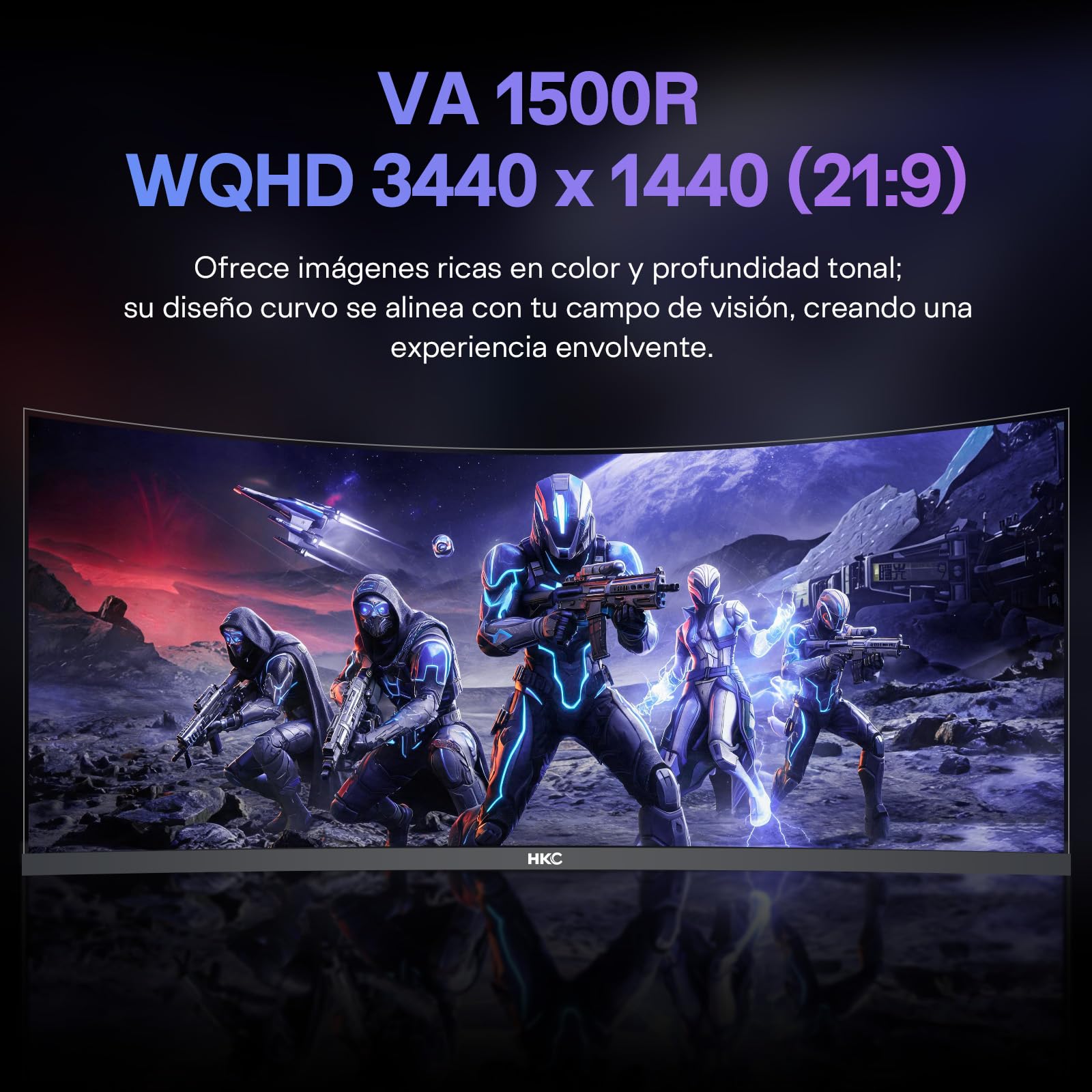 HKC Curvo Monitor Gaming 34 Pulgadas UWQHD(3440x1440) VA 120Hz, 1ms MPRT