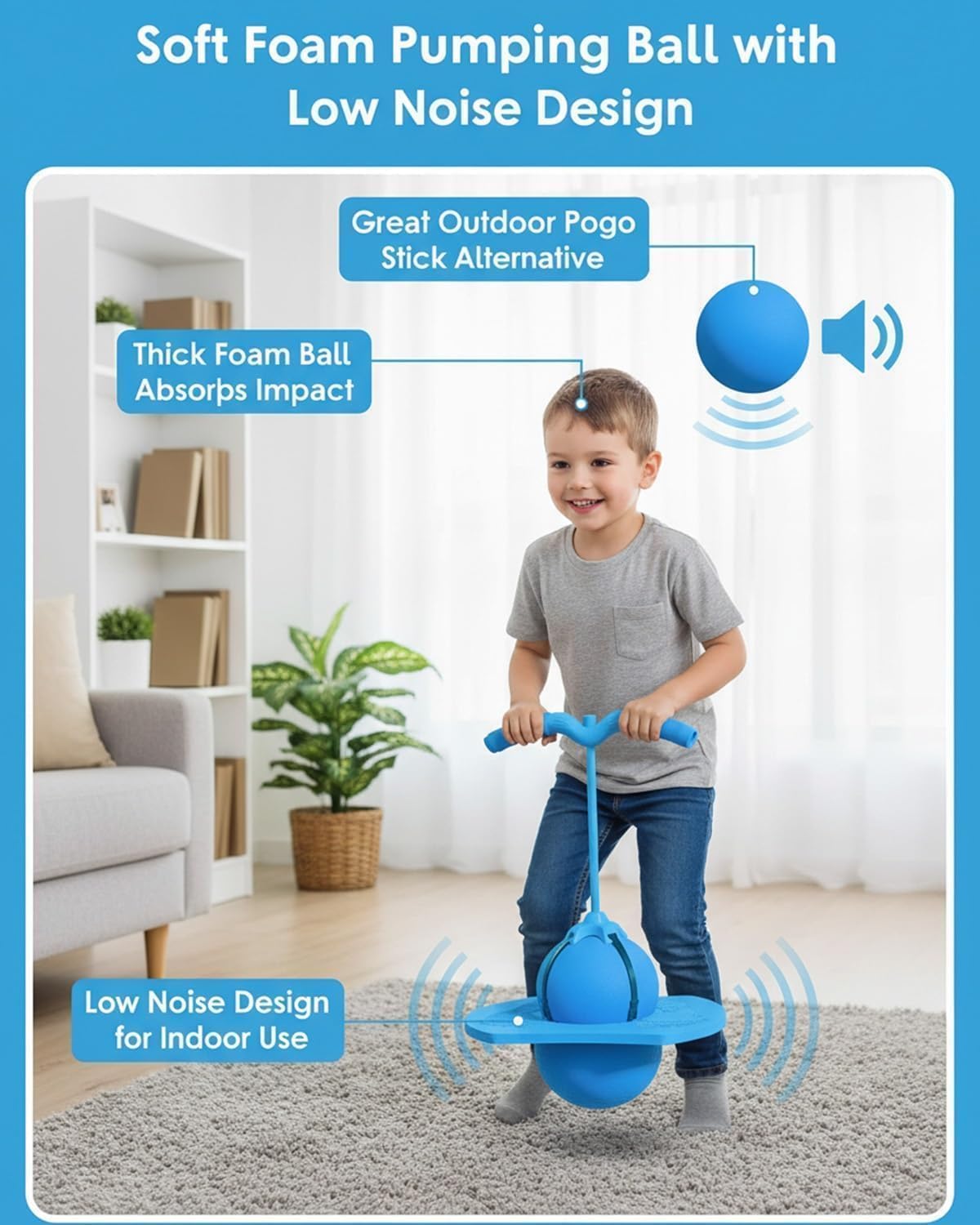 Balance Jumping Ball - Safe Crazy Jumper for Kids & Adults, Balance Board With Handle, Indoor/Outdoor Fun, Non-Slip Board, Perfect for Balance, Coordination, Fitness