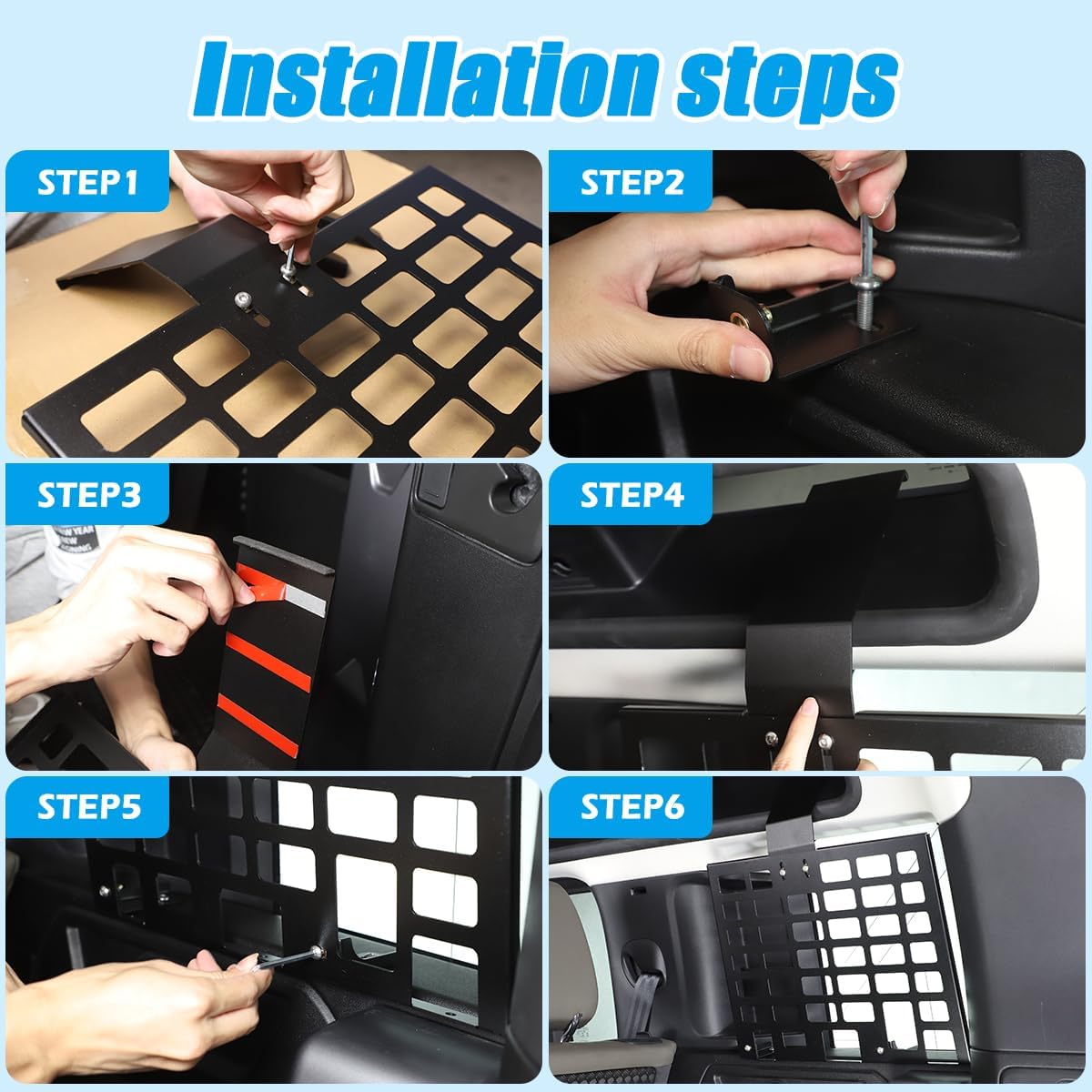 Interior Trunk Storage Molle Panel Organizer Compatible with Land Rover Defender 110 2020-2024 Alloy Car Rear Window Molle Panel Modular Storage Panel