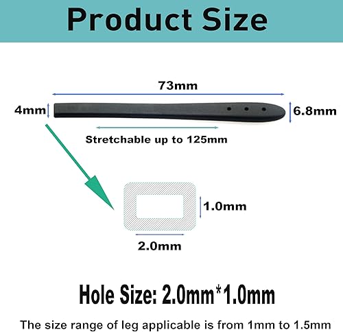 Miniatura 3 de Puntas de extremo de las patillas para lentes antideslizantes, funda de tubo de silicona suave, retenedores de repuesto para patas planas de metal