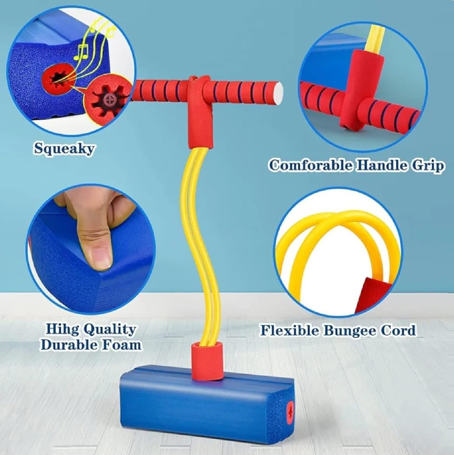 CRIYALE Pogo Stick Toys for Boys Girls, Indoor & Outdoor Bouncing Jumper for Toddlers Age 3 and Up Garden Toys, Safe & Durable Foam Bungee Jumping Stick Makes Squeaky Sounds Improves Balance (Blue) 1