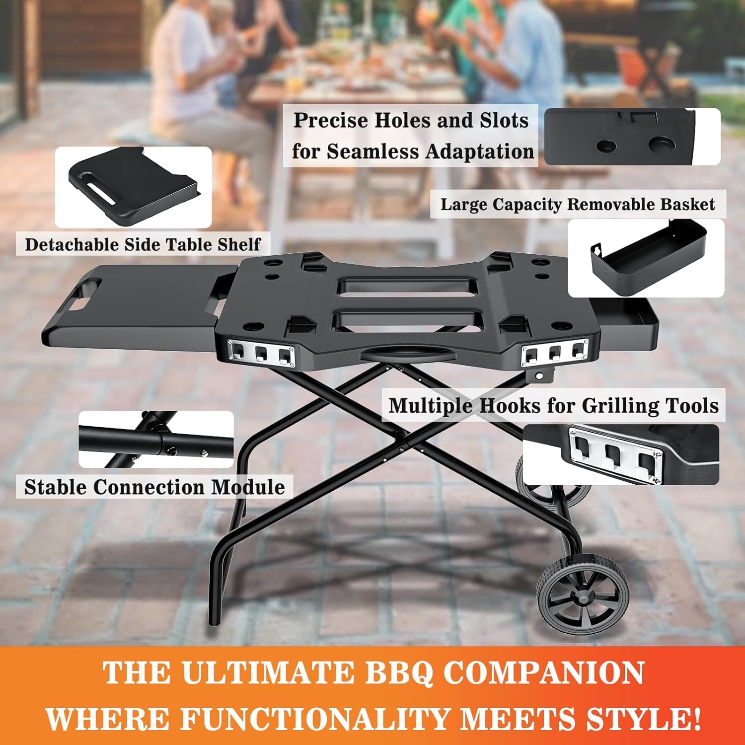 Carro de barbacoa portátil para Ninja Woodfire OG700, OG701, 10697/10724, 57 cm, Blackstone, Traeger Ranger, con soporte plegable, bandeja y cesta