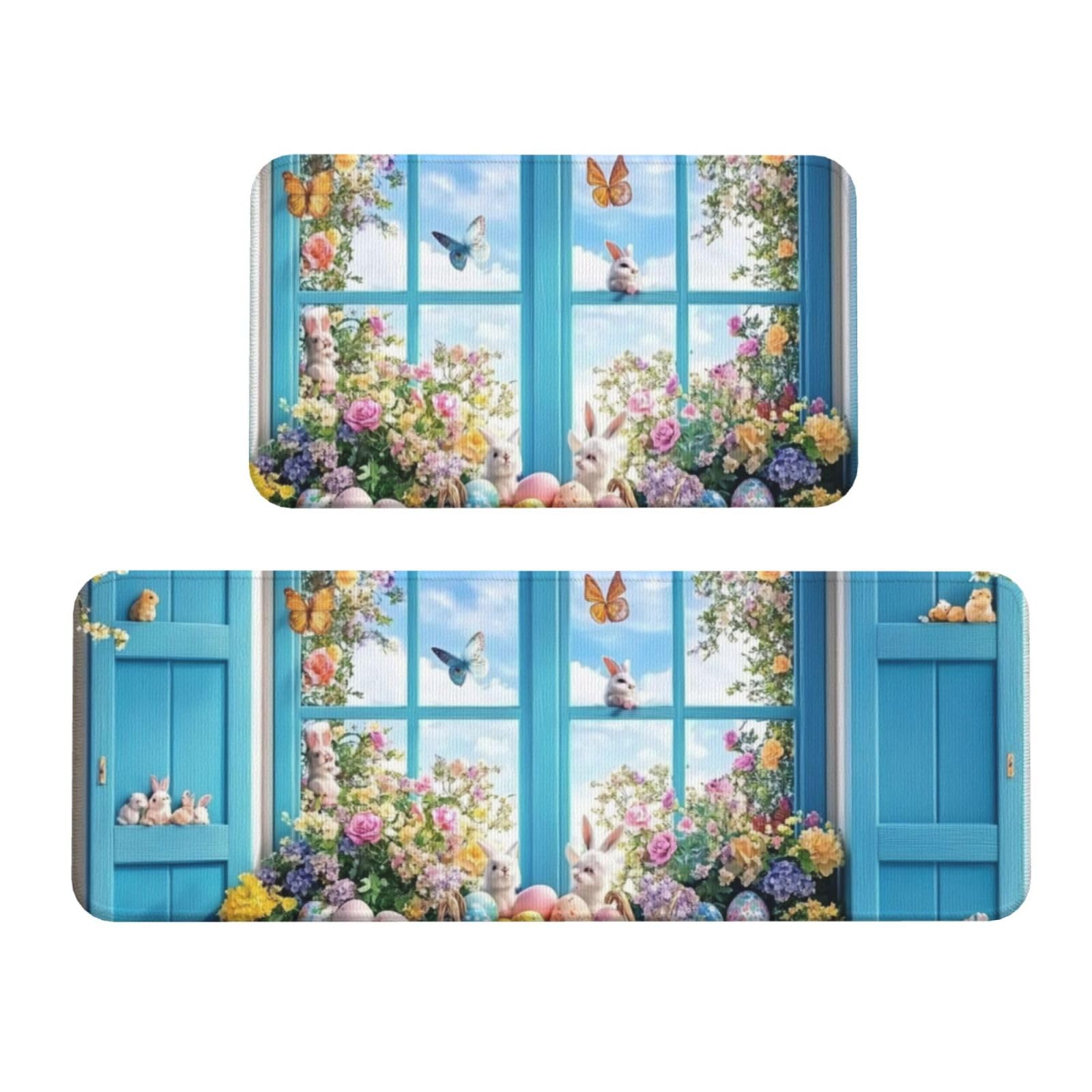 Alfombras de cocina para suelo con diseño de jardín de Pascua para un hogar acogedor