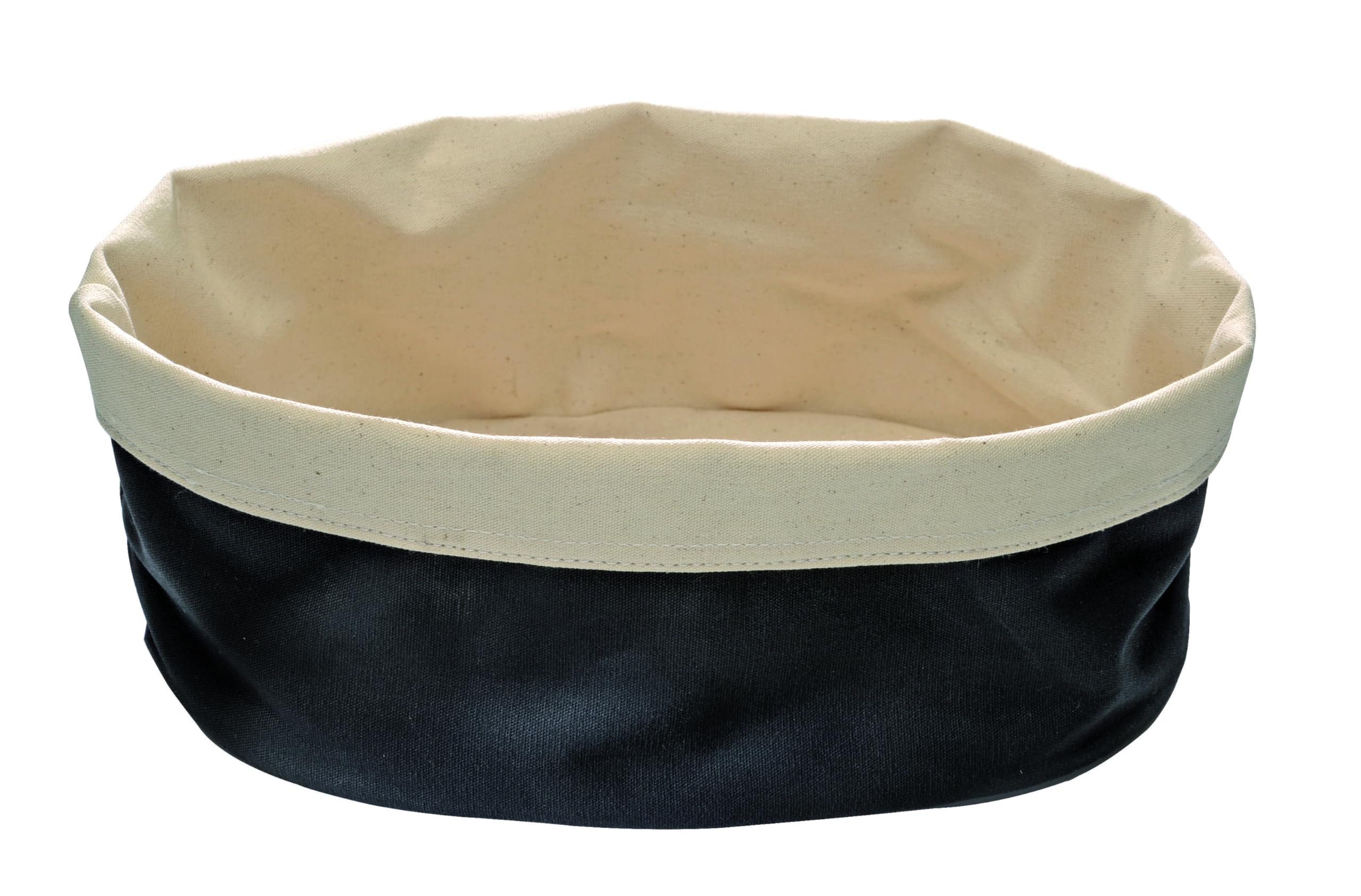 APS 30371 Runder Baumwoll-Brotkorb mit einstellbarer Höhe, 25 x 18 x 12 cm Schwarz/Beige