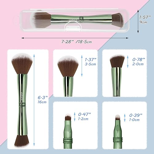 Miniatura 6 de Jilier Brochas de maquillaje de viaje con estuche, juego de brochas de maquillaje 4 en 1, cepillo para polvo, brocha para base, brocha para rubor,