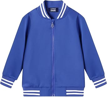 LittleSpring Boys Girls Varsity Baseball Jacket Zip Up Bomber Jacket Thin 2-10Years