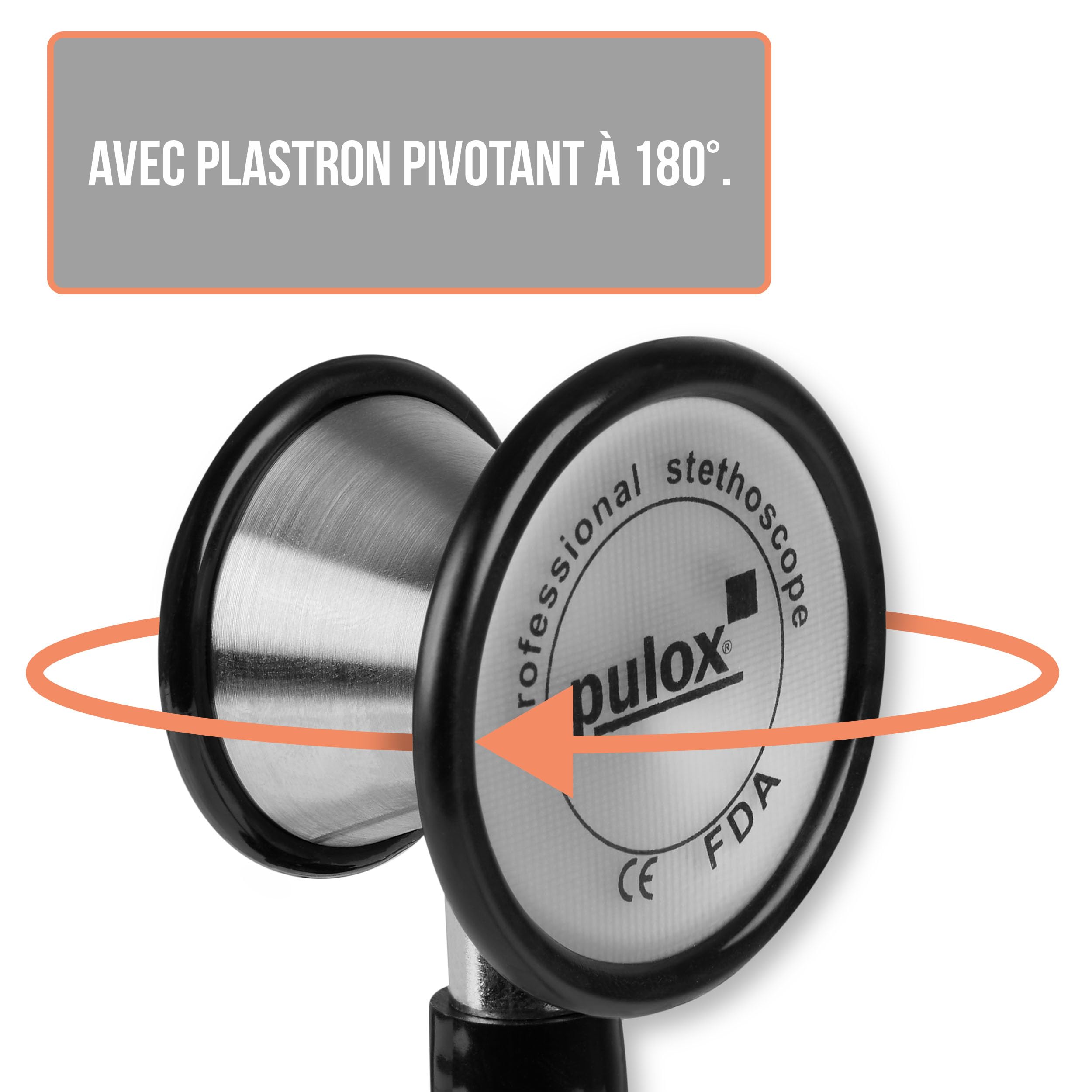 Stéthoscope de cardiologie Pulox - Stéthoscope professionnel monotube avec double pavillon en acier inoxydable