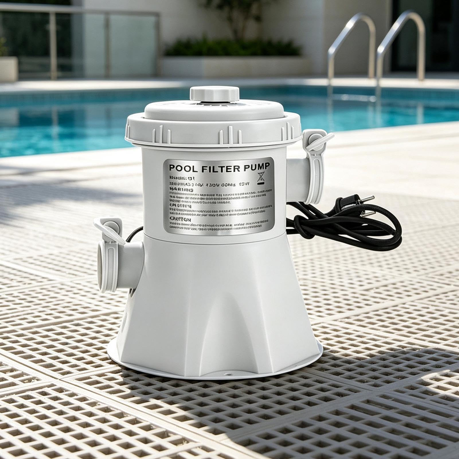 Pompa Filtro A Cartuccia 1136L/h Flusso Elevato Circolazione Rapida | Pompa Filtro Cartuccia Per Acqua Piscina Per Giardino Patio Villa Resort Campeggio Cortile Tenuta Terrazza Deck