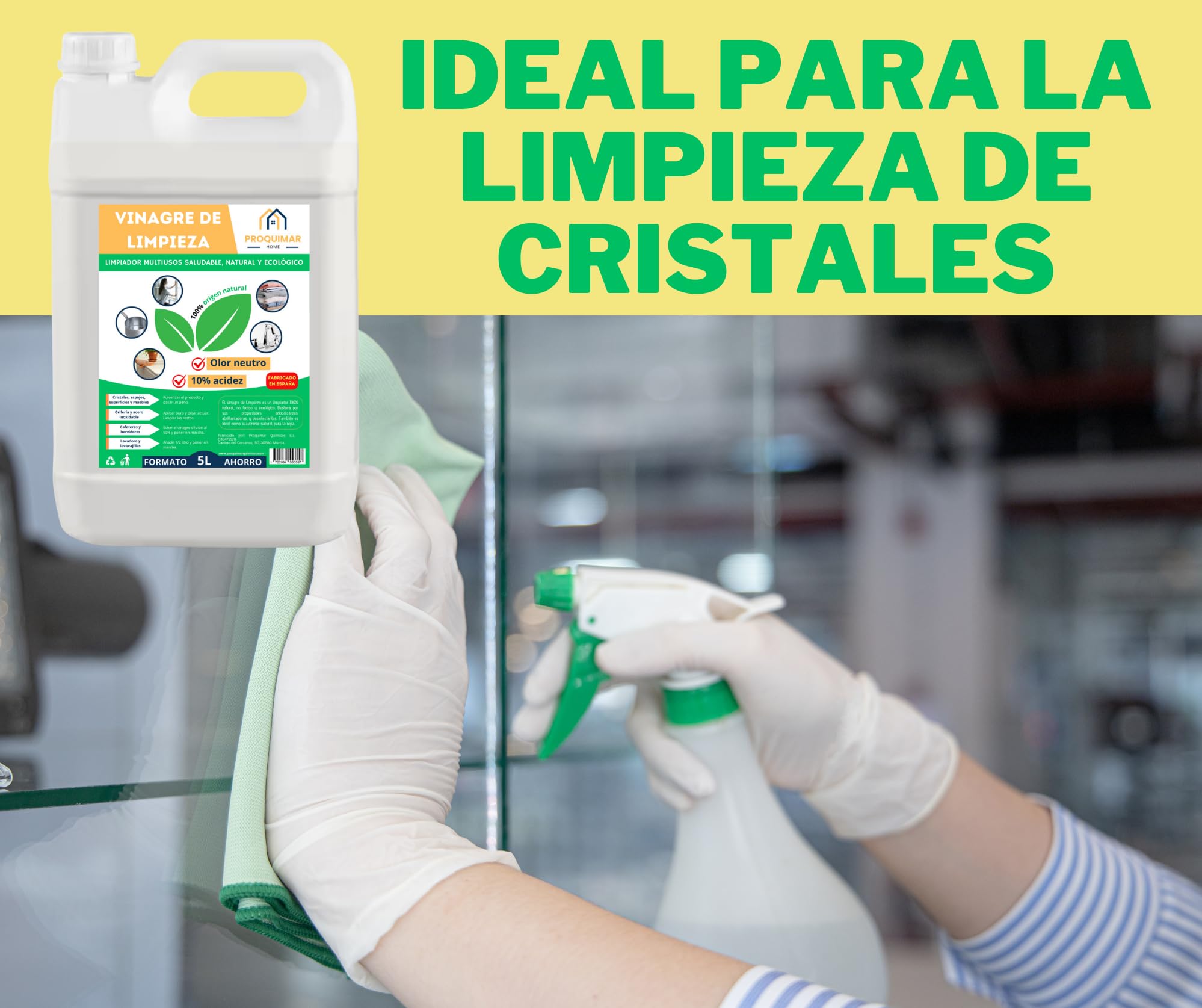 Vinagre de Limpieza 10º Limpiador Natural Multiusos Desengrasante Desinfectante Ecológico