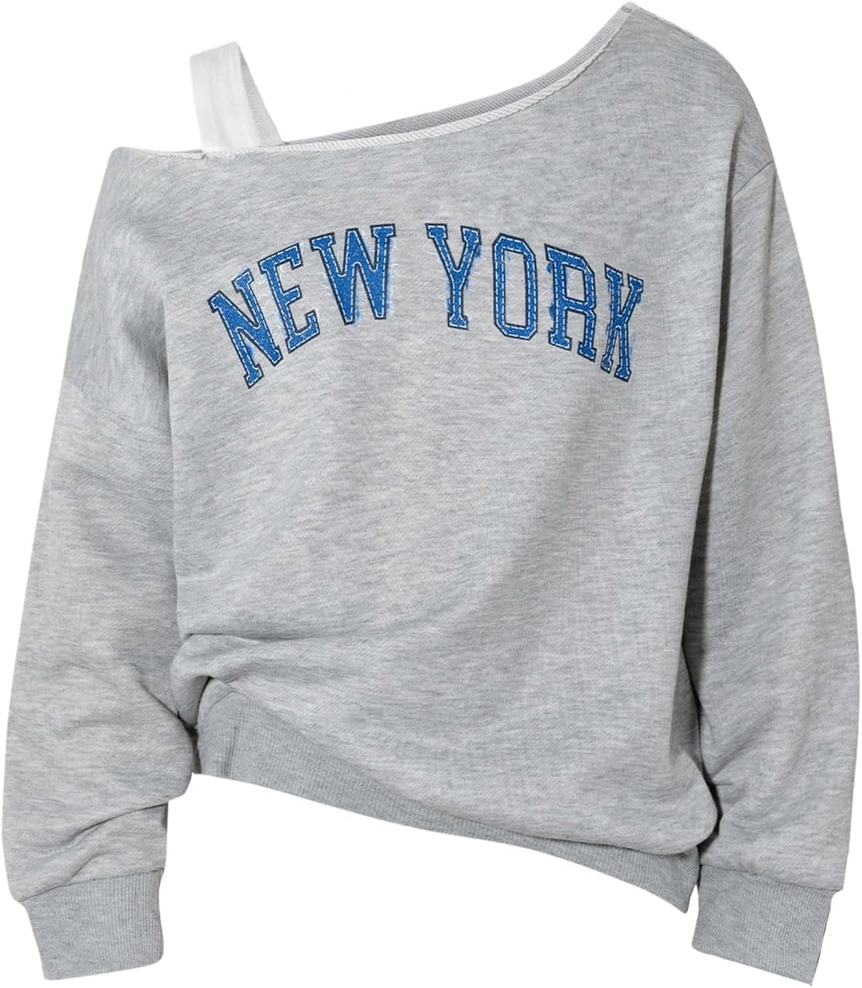 SHENHE Girl's Graphic Letter Print Off Shoulder Sweatshirt Asymmetrical Preppy Pullover Top