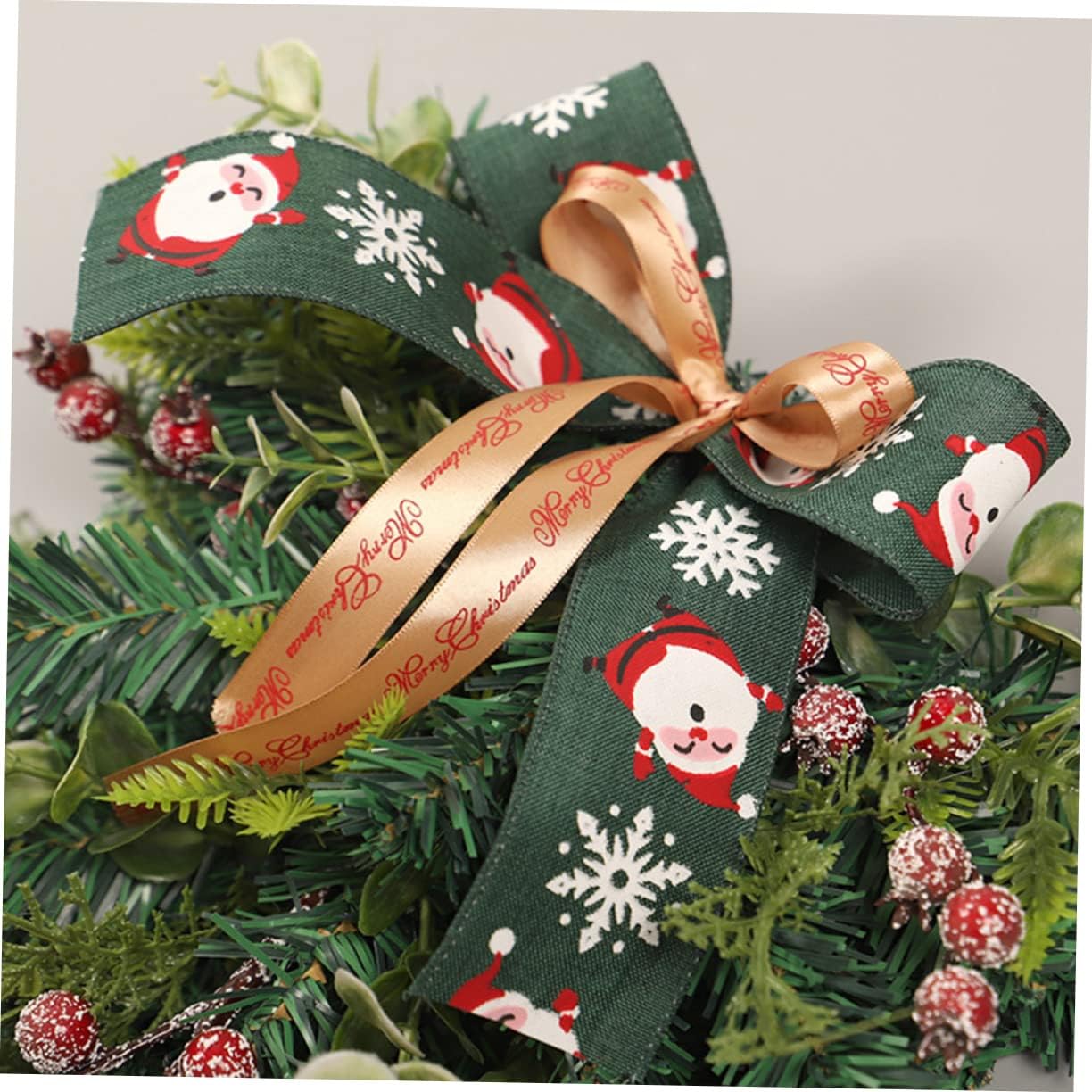 Holibanna Christmas Decorative Swag Bowknot Eucalyptus Teardrop Wreath for Stair Railing Door Festive Holiday Decor for Living Room Fireplace and Windowsill Cheerful Xmas Atmosphere