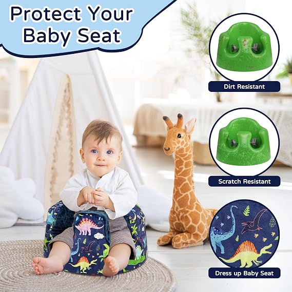 Seat Cover Compatible with Bumbo Seat, Soft and Breathable Baby Floor Seat Cover for Baby Boy & Girl (Cover Only), Dinosaur