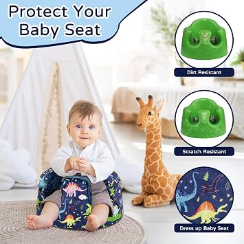 Seat Cover Compatible with Bumbo Seat, Soft and Breathable Baby Floor Seat Cover for Baby Boy & Girl (Cover Only), Dinosaur