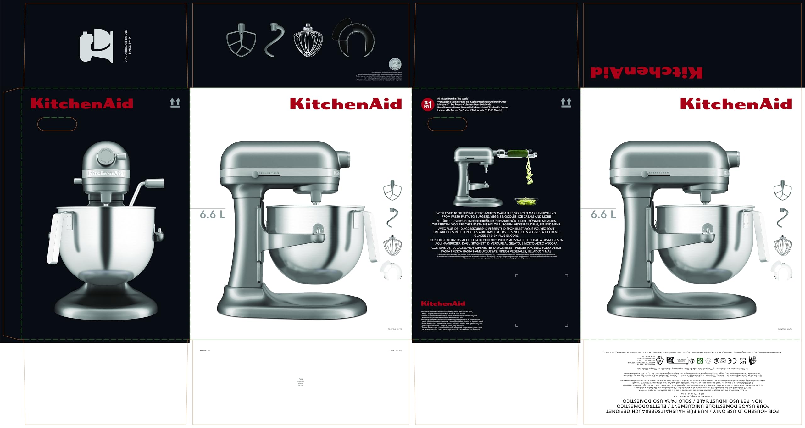 KitchenAid HEAVY DUTY PLANETARIA CON CIOTOLA SOLLEVABILE 6,6 L - ARGENTO PLACCATO 5KSM70JPXECU