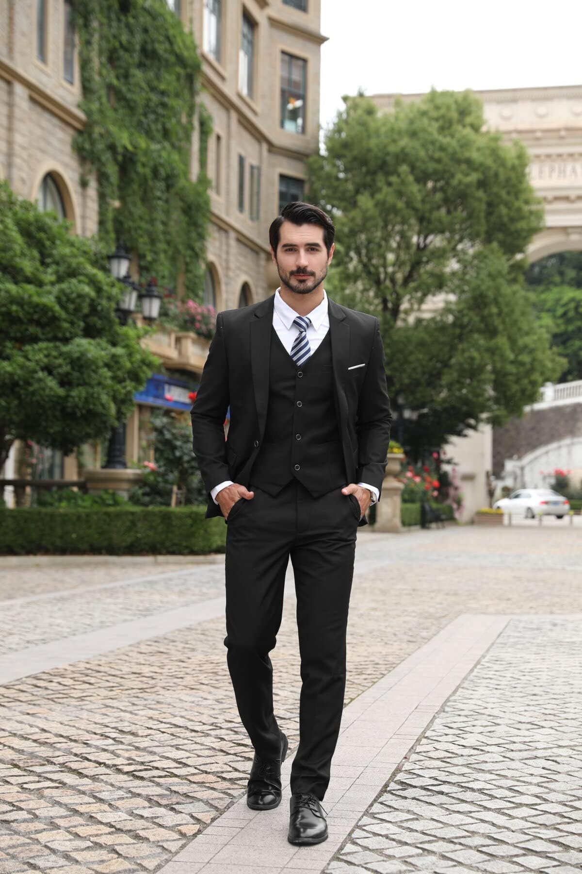 Allthemen Anzug Herren Slim Fit 3 Teilig Anzüge Modern Herrenanzug 3-Teilig Sakko Hose Weste für Business Hochzeit