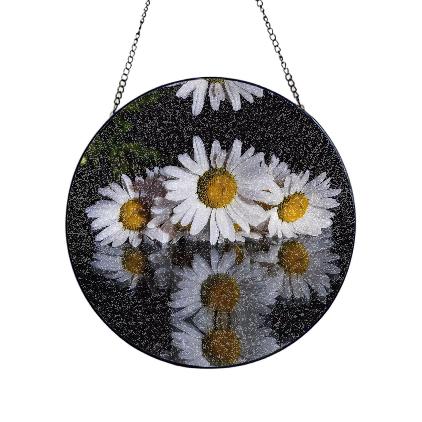 Phayah Daisy Print Glass Window Hanging Sun Catchers Suncatcher Decor For Birthday For Home Garden Porch 6in（15cm）