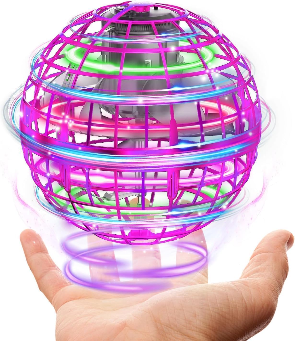 ODXO Magic Flying Orb Ball |Toy Flying Spinner| 360° Rotating Hand-Controlled Boomerang Spinner | USB Rechargeable RGB LED Hover Ball for Kids & Adults | Safe, Lightweight & Fun Gift (Multi-Color)-image-38
