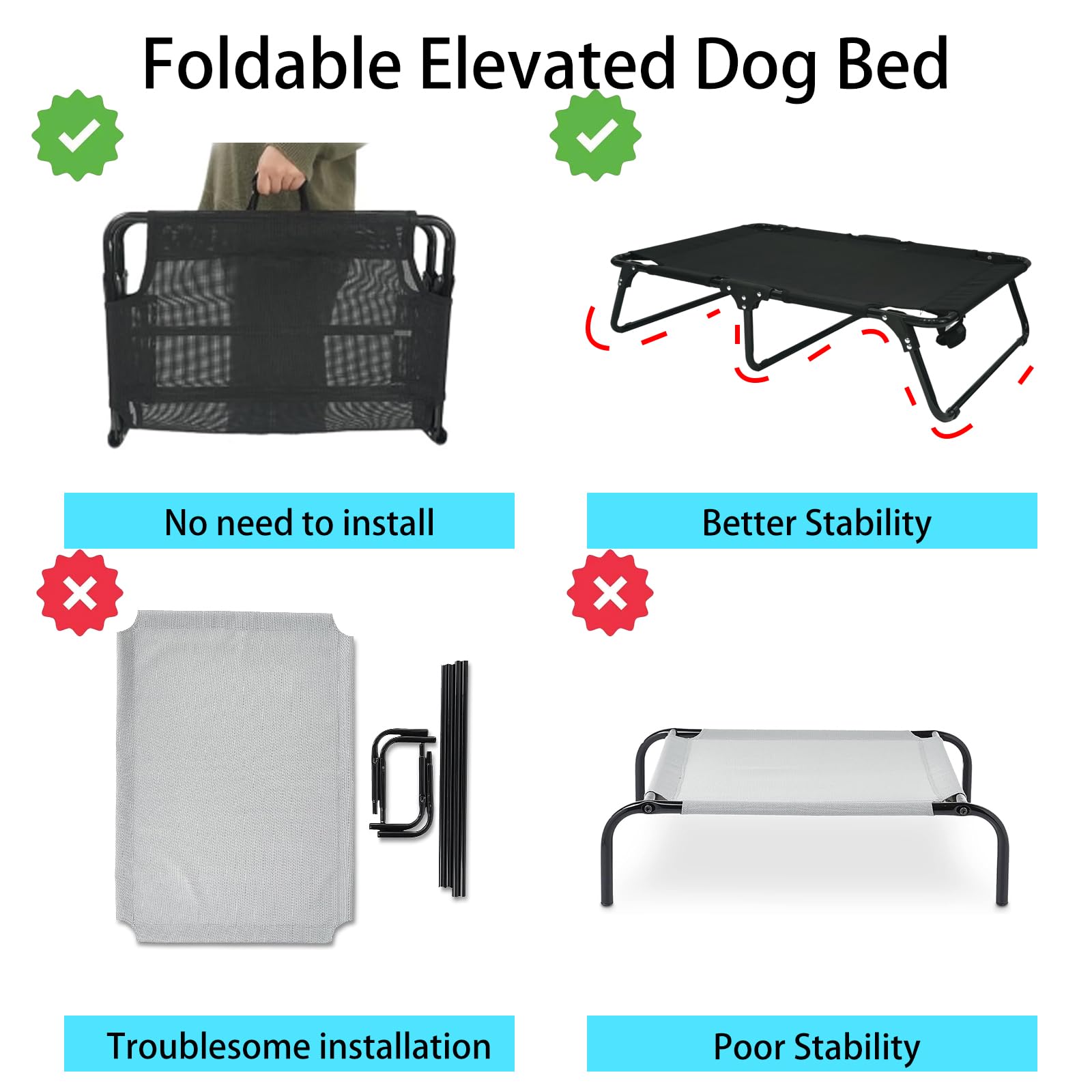 Cama para mascotas de verano con malla elevada