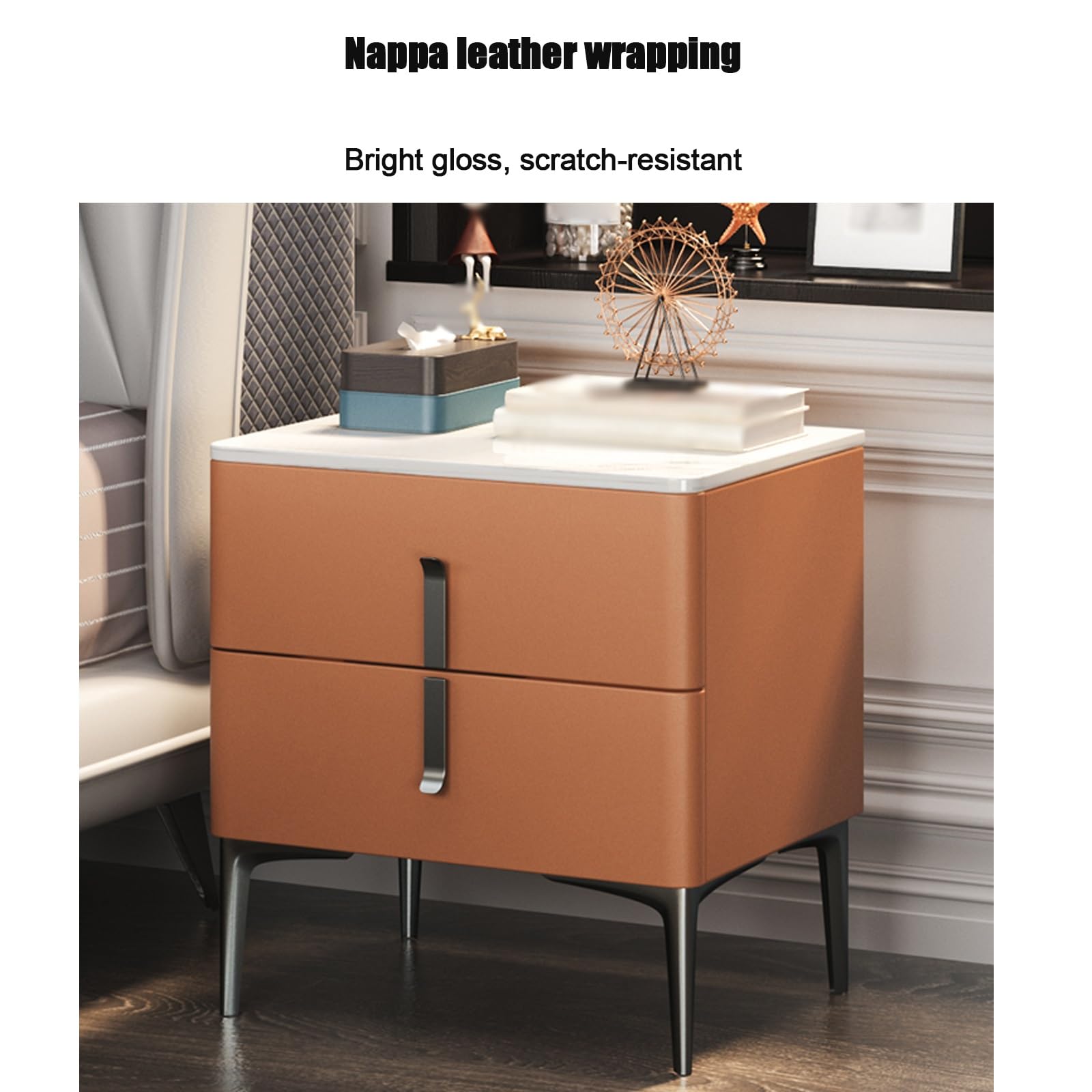Table de Chevet avec tiroir de Rangement pour Chambre ou Salon, Design Moderne, Meuble Gain de Place, Finition Grise, 35 x 40 x 53 cm