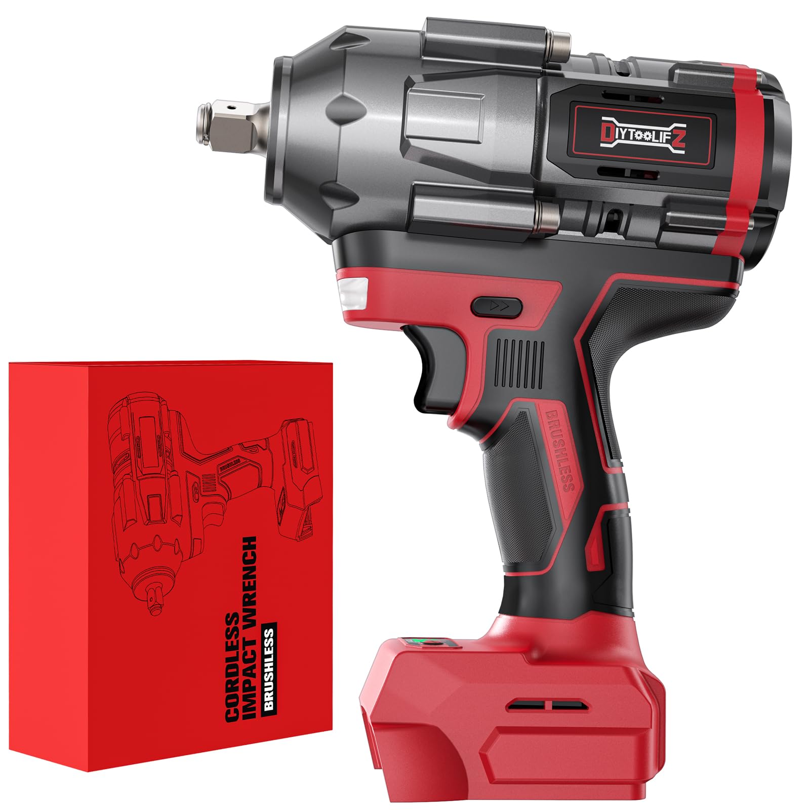 Cordless Impact Wrench 1/2 inch for Milwaukee 18V Battery, 900 Ft-lbs (1200N. m) Brushless High Torque Power Impact Driver Gun Tool (Battery Not Included)