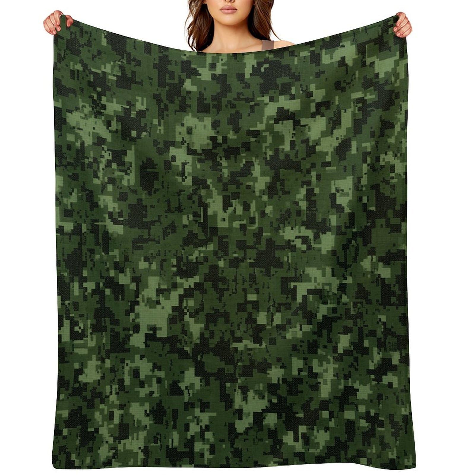 Green Army Digital Camouflage Throw Blanket for Couch and Bed Super Soft Warm Lightweight Throw Blankets Cozy Fuzzy Flannel Blanket Personalized Decorative Blankets for Sofa Decor 30"x40"