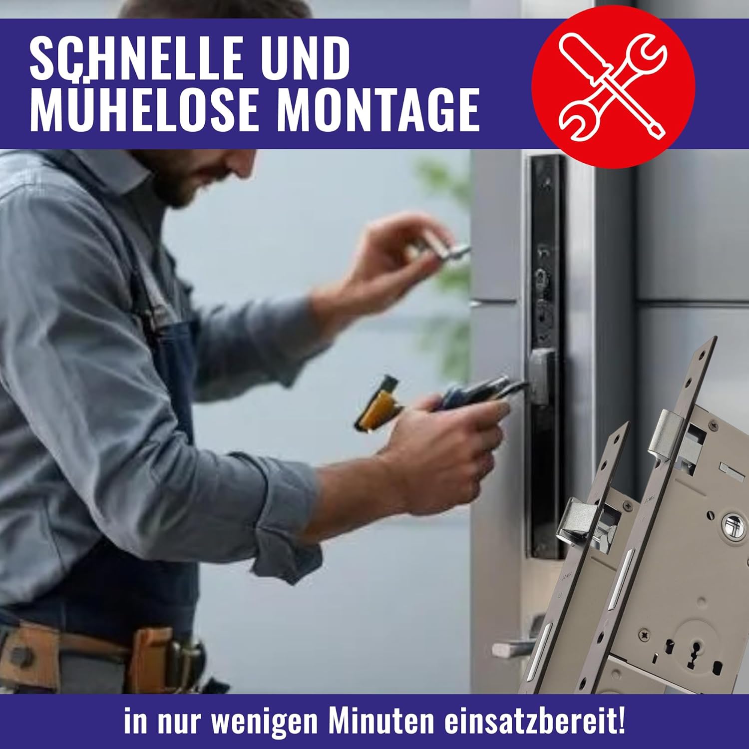 Chle-Mar Mortice Lock with Profile Cylinder for Garden Gate | Right Hand | Galvanised Socket Lock - Suitable for Door Sash and Yard Door | Mortice Lock on Door