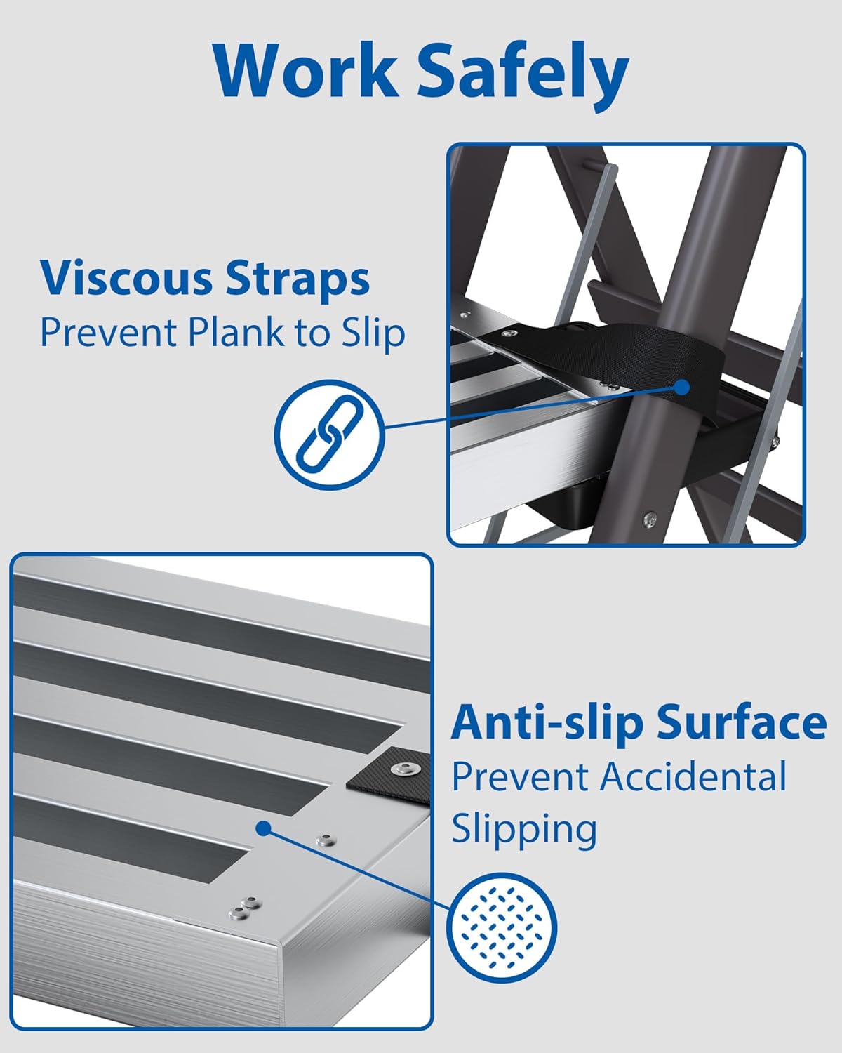 Aluminum Work Plank, 4-7Ft Telescoping Plank, 440Lbs Capacity Aluminum Extension Boards, Aluminum Scaffolding Plank with Skid-Proof Platform Scaffold Ladder Accessory