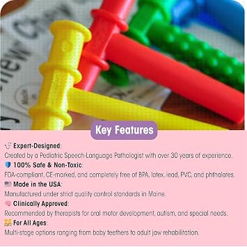 Chewy Tubes Super Chew Bundle - Smooth and Knobby Closed Loop Oral Motor Chewing Tool for Practicing Biting and Chewing | Made in USA | Non-Toxic | Invented by Pediatric SLP