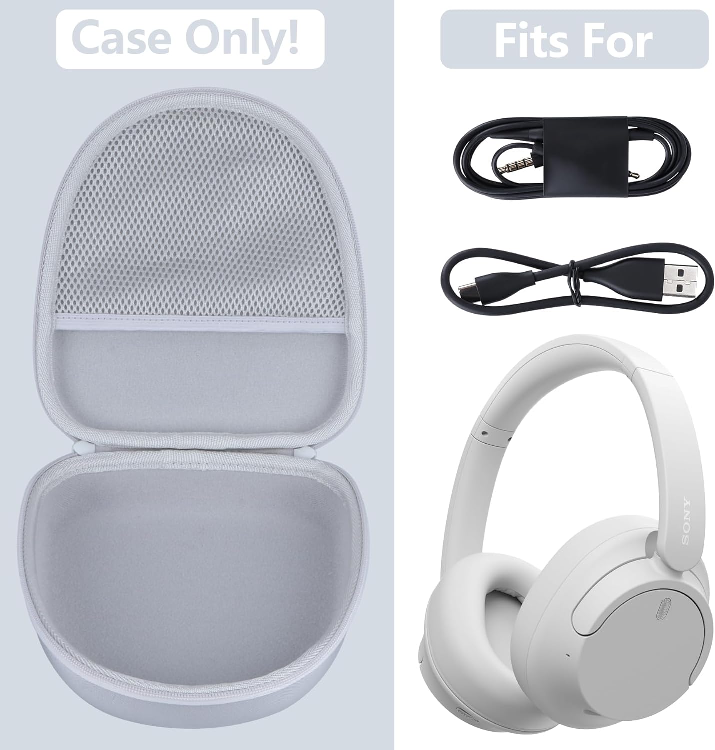 Hard Case Replacement for Sony WH-CH720N WH-CH520 WH-CH510 WH-CH710N XB900N XB700N WH-CH700N WH-910N Noise Canceling Headphones (Gray Case) - Image 3