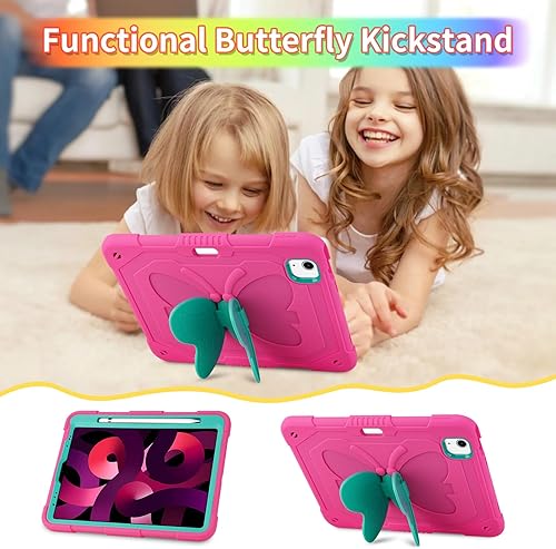 Miniatura 5 de WESADN Funda para iPad Air de 5 generación para iPad Pro de 11 pulgadas, 43211 con protector de pantallaatril de mariposa, correallaverosoporte para