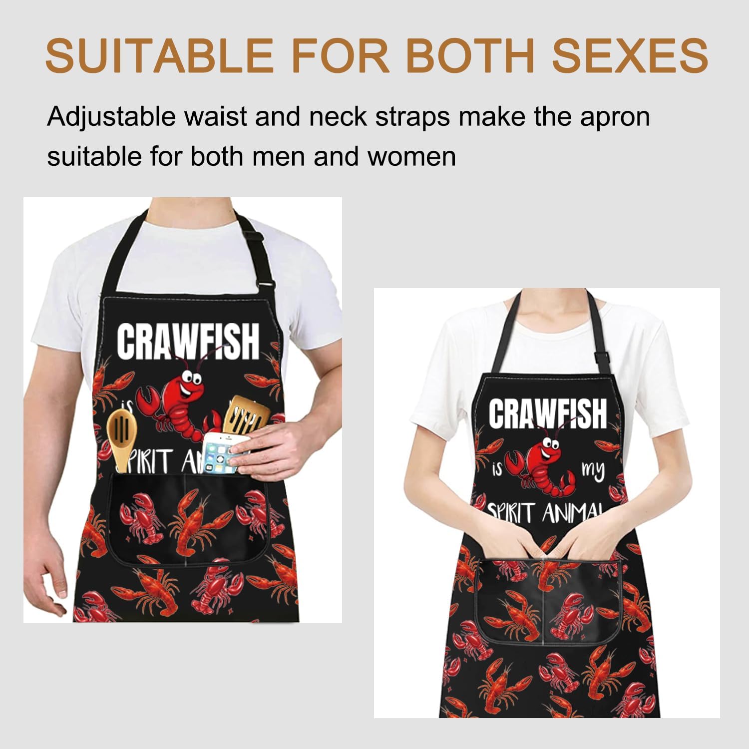 PXTIDY Crawfish Boil Apron Seafood Boil Crawfish Season Boiling Apron For Craw fish Lover Crawdaddy Aprons image 4