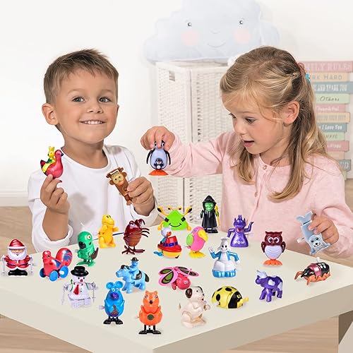 Miniatura 7 de Juguetes a cuerda, 25 piezas, animales variados para fiestas y cumpleaños infantiles (más de 2 docenas)