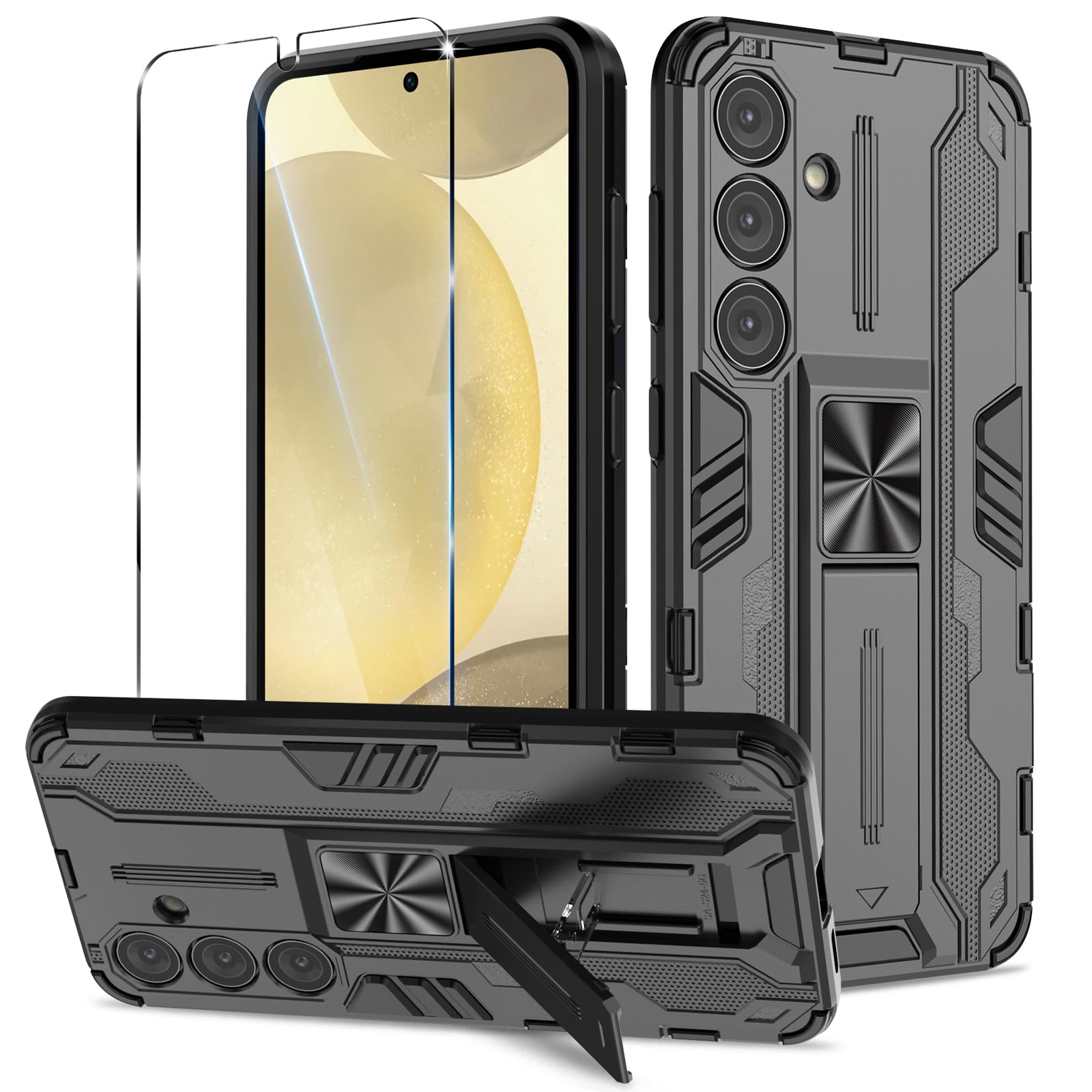 Funda para Samsung Galaxy A13 4G con Cristal Templado Protector Pantalla, Carcasa Antigolpes con Soporte anular metálico, Case Protectora de Grado Militar, Negro — view 71