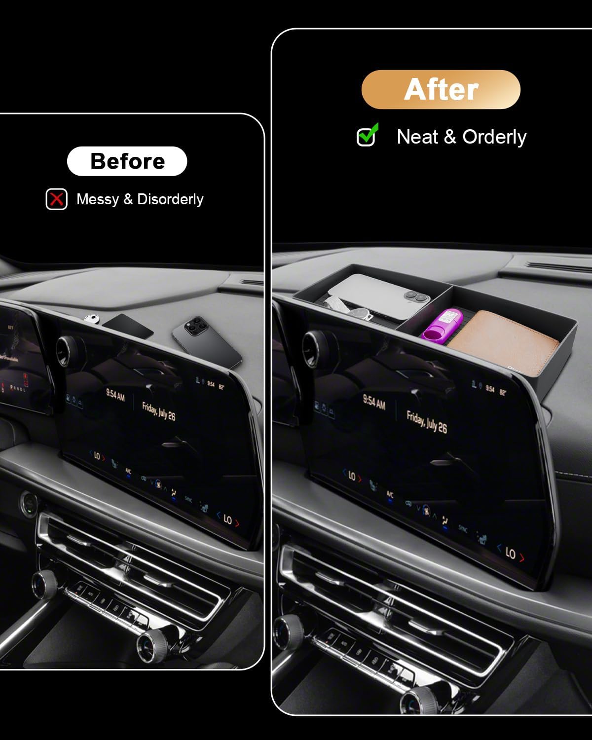 ECOZEN 2026 Chevy Traverse Dash Console Organizer Tray - Behind Screen Organizer for 2024-2026 Traverse(LT/Z71/High Country/RS) Accessories Dashboard Storage Behind Screen Center Console Organizer
