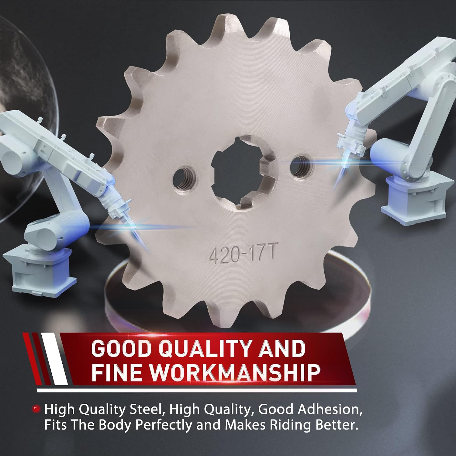 WOOSTAR Motorcycle 420-17T Front Sprocket 17mm Replacement for 50cc 70cc 90cc 110cc 125cc Dirt Pit Bike Mini Bike ATV 4 Wheeler Moped