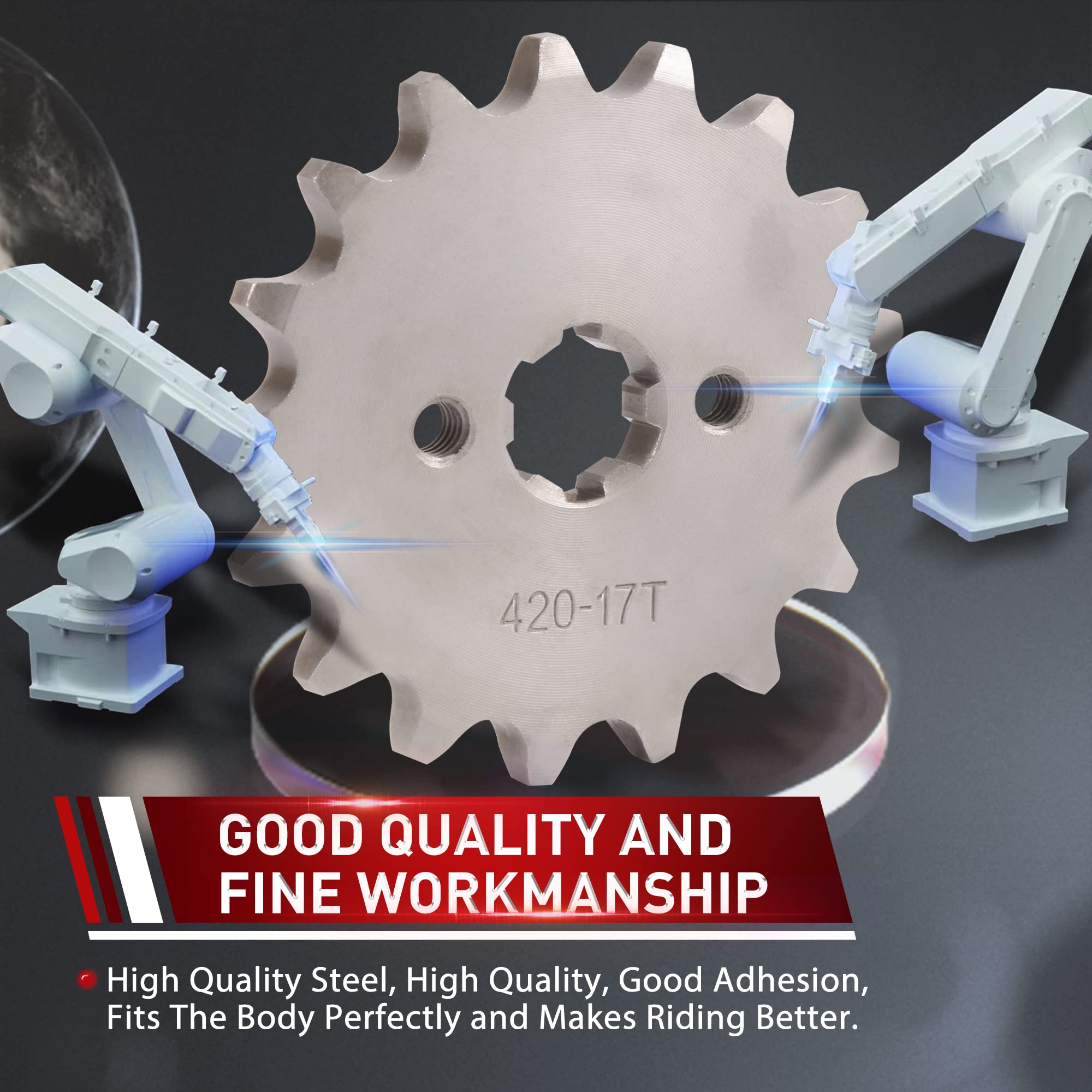 WOOSTAR Moto 420 17 Denti Pignone 17mm Sostituzione Per 50cc 70cc 90cc 110cc 125cc Dirt Pit Bike Mini Bike ATV 4 Ruote Moped - Foto 4