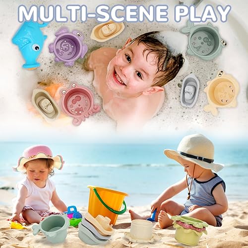 Miniatura 6 de Juguetes de baño para bebés de 1 a 3 años  Juguetes de bañera sin moho para niños de 4 a 8 años  Juguetes de bañera con 1 ducha de tiburón  5 botes