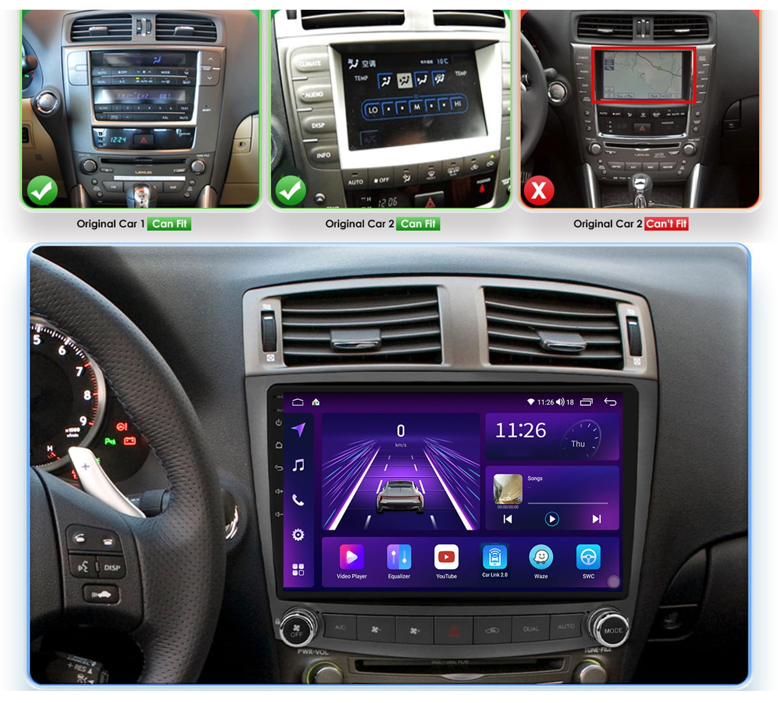 M300s,Android 15.0 Autoradio Stereo Navi mit 4G 5G WiFi DSP Carplay Android Auto für Lexus is IS250 200 300 350 2006-2012 Sat GPS Navigation 10 Zoll MP5 Multimedia Video Player
