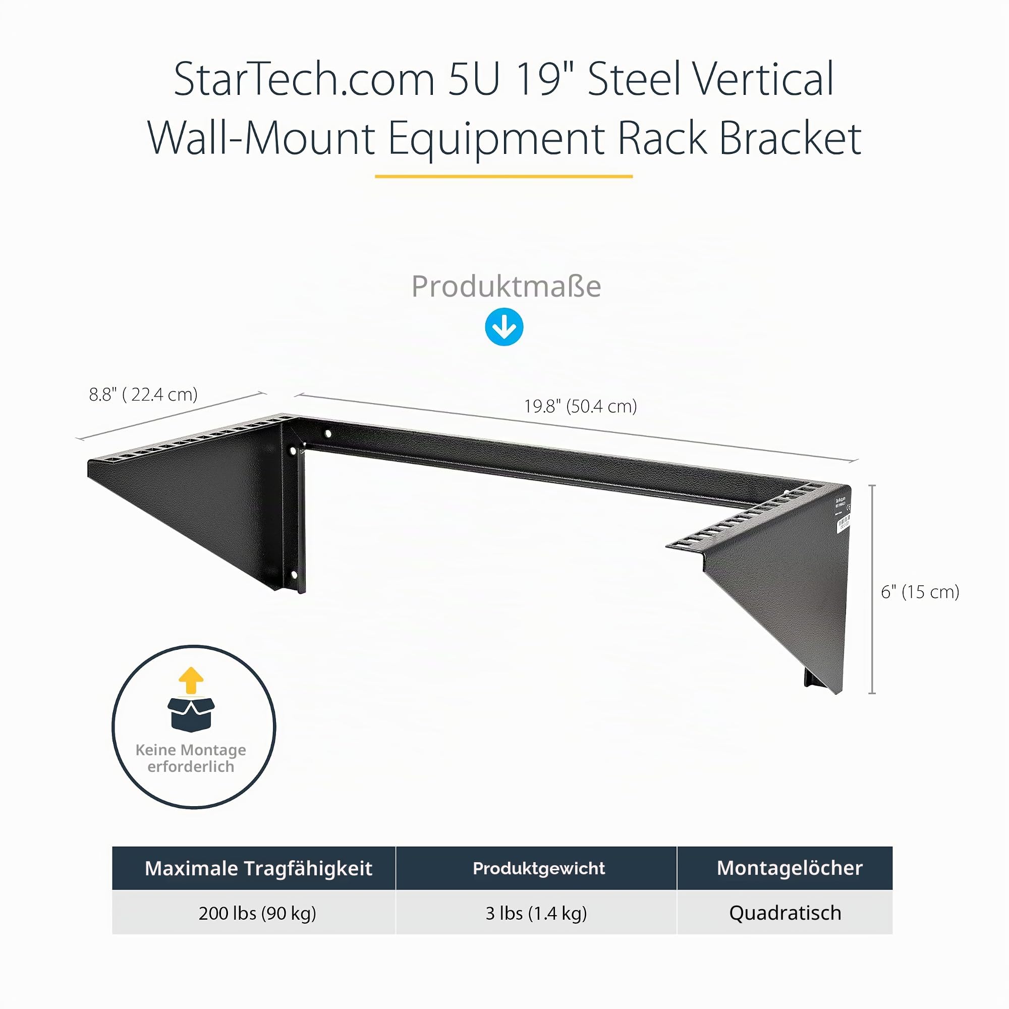StarTech 5HE Vertikale Rack-Wandhalterung, 19 Zoll, offen (RK519WALLV) | Low-Profile, Netzwerk, Serverraum, Daten, AV, IT, Patch Panel, Kommunikation, Käfigmuttern