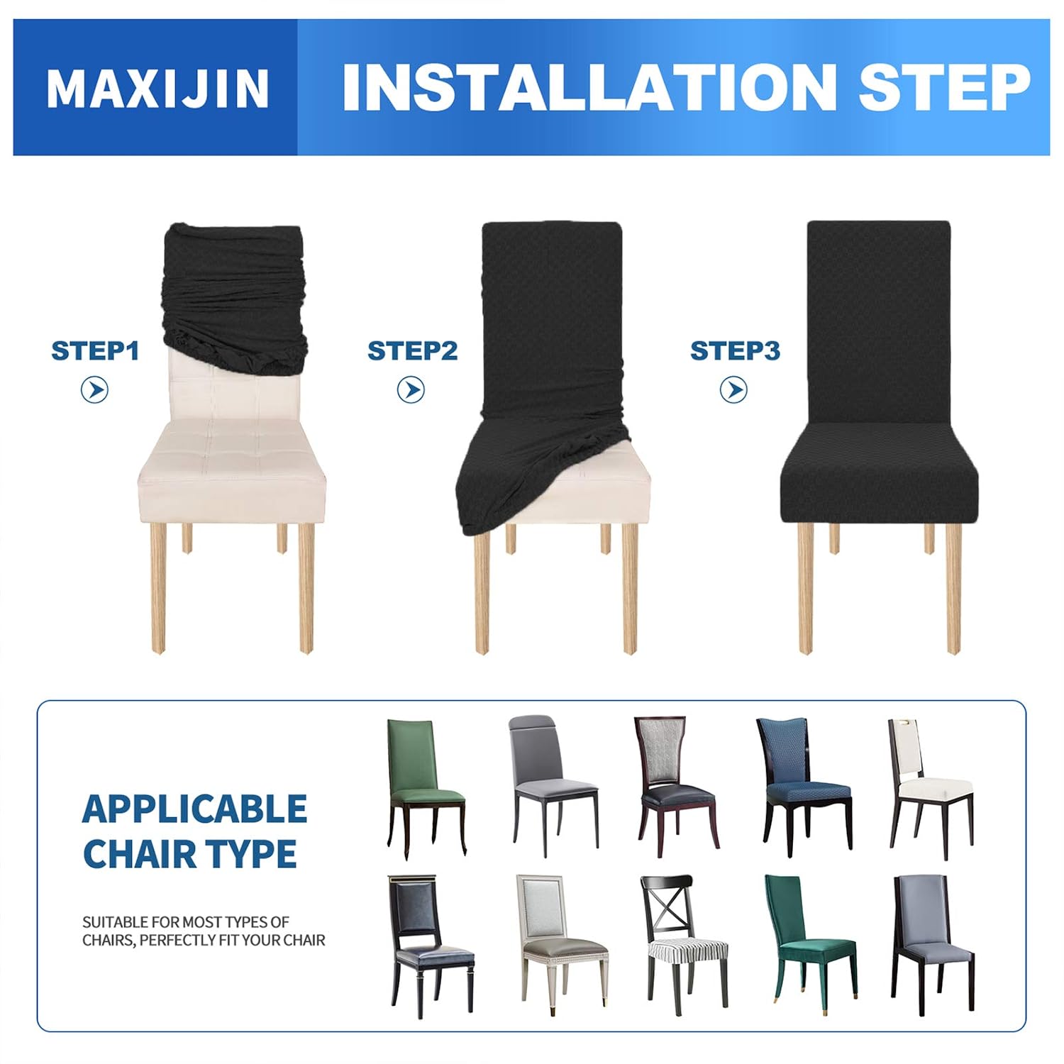 MAXIJIN Stretch Velvet Chair Covers for Dining Chairs Set of 2 Removable Velour Dining Chair Covers Plush Chair Slip Covers for Dining Room,Hotel,Kitchen,Ceremony (Grey, 2) - Image 5