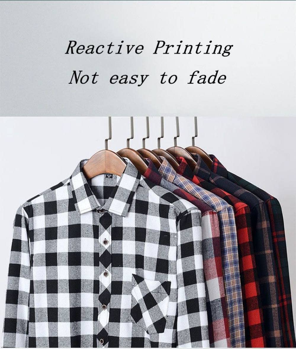 IIK Camicia in Cotone A Maniche Lunghe da Uomo,Men's Casual Plaid Flannel Shirt Long Sleeve with Chest Pockets Button Down Classic Fit Cotton Checkered Shirts Suitable for Spring, Autumn And Winter