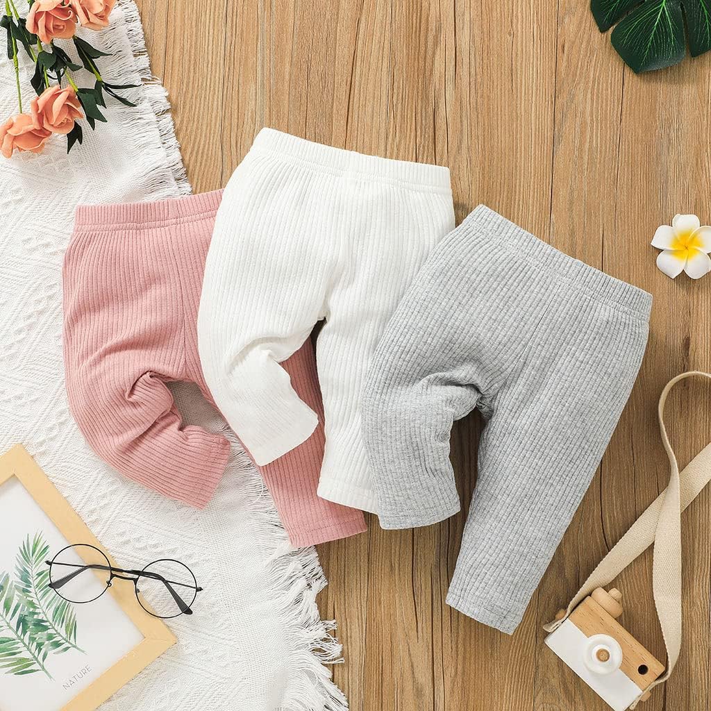 Lala Bear Baby Girl Infant 3 Pack Solid Pants and Casual Leggings 12-18 Months Pink & White & Grey image 7 of 8 B09JVV557J