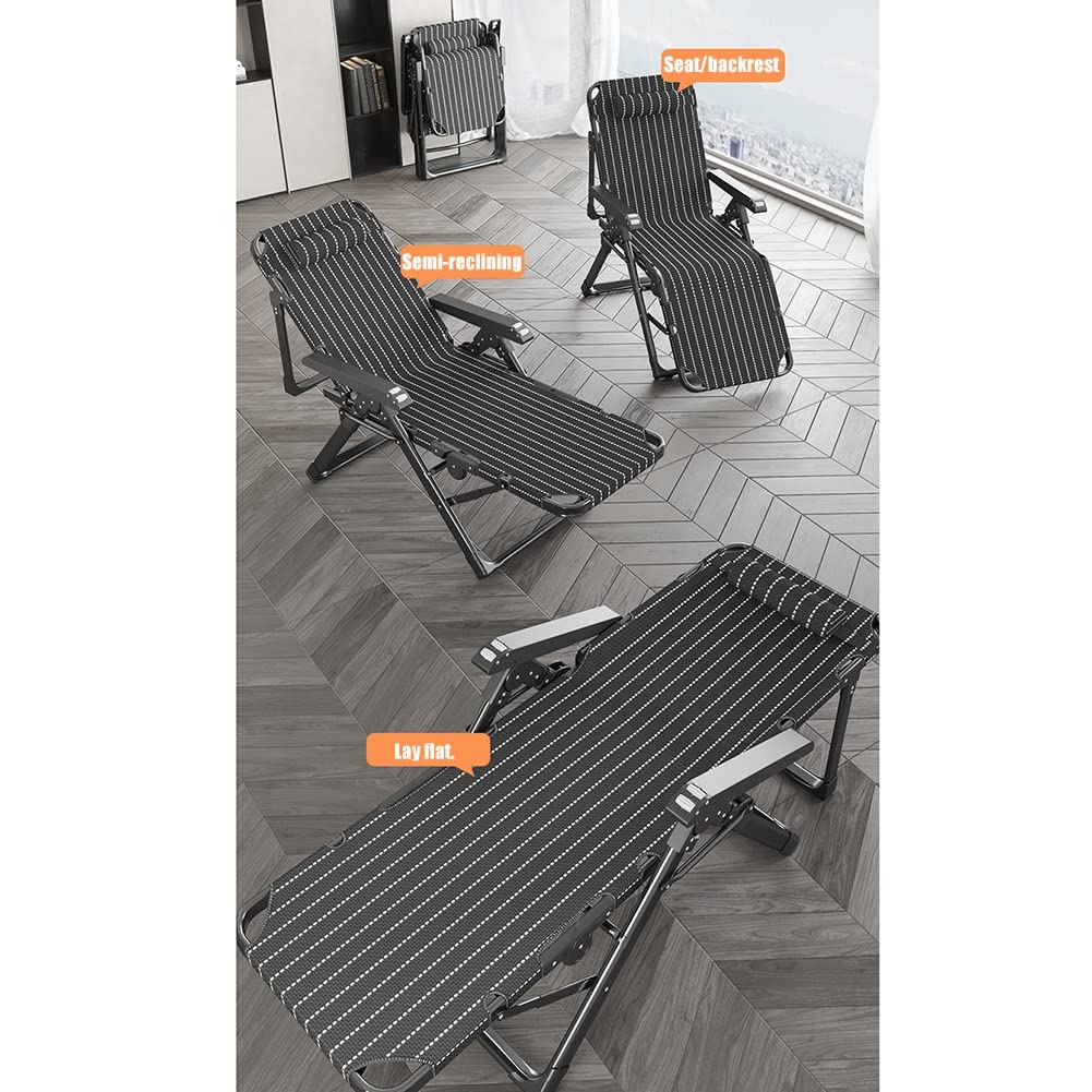 Fauteuil inclinable à gravité zéro – Fauteuil inclinable réglable avec Coussin et accoudoir massant, lit de Camp extérieur pour Piscine, Jardin et Plage, supporte 150 kg, Cadre en Acier dura