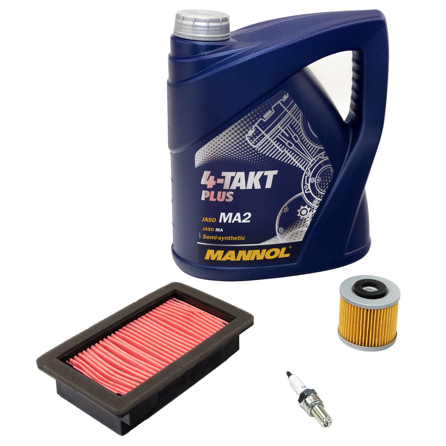 Wartungspaket Öl 4L + Luftfilter + Ölfilter + Zündkerze für Yamaha MT-03 660 XT 660 XT660 RM02 DM01 Baujahr 2004-2015