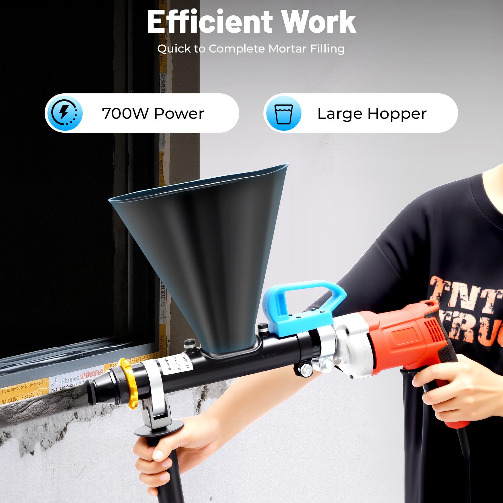 Mörtelspritze, 700W Elektrisch Fugenpistole Für Mörtel Fugenspritze, Zement Mörtelpistole Profi Mörtelpumpe Mörtelpresse Mit 2 Düse Rot