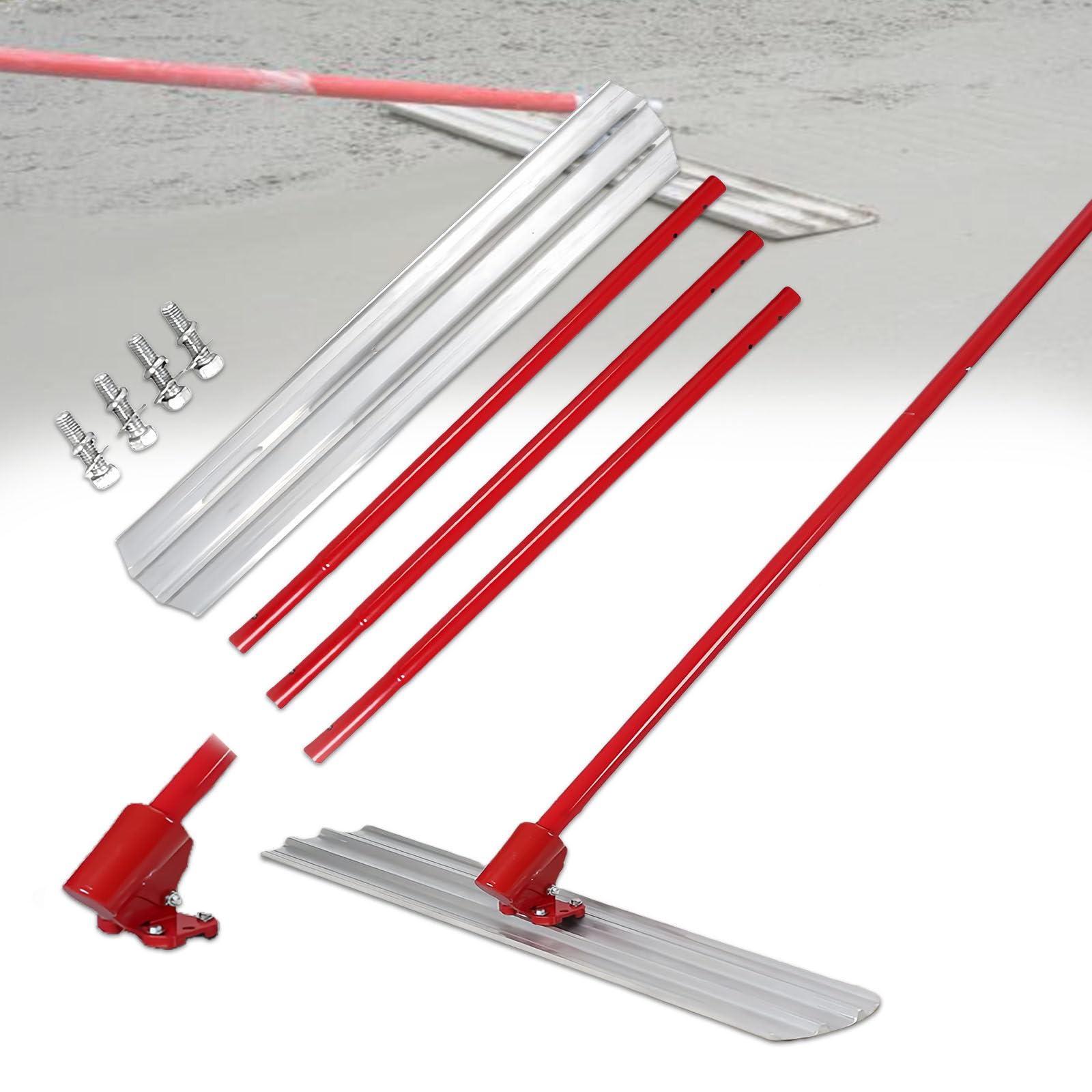 Juego de paletas de hormigón con soporte ajustable y poste de extensión de 1,8 m, hoja de aleación de aluminio y magnesio, herramienta esencial para trabajos de cemento y mortero